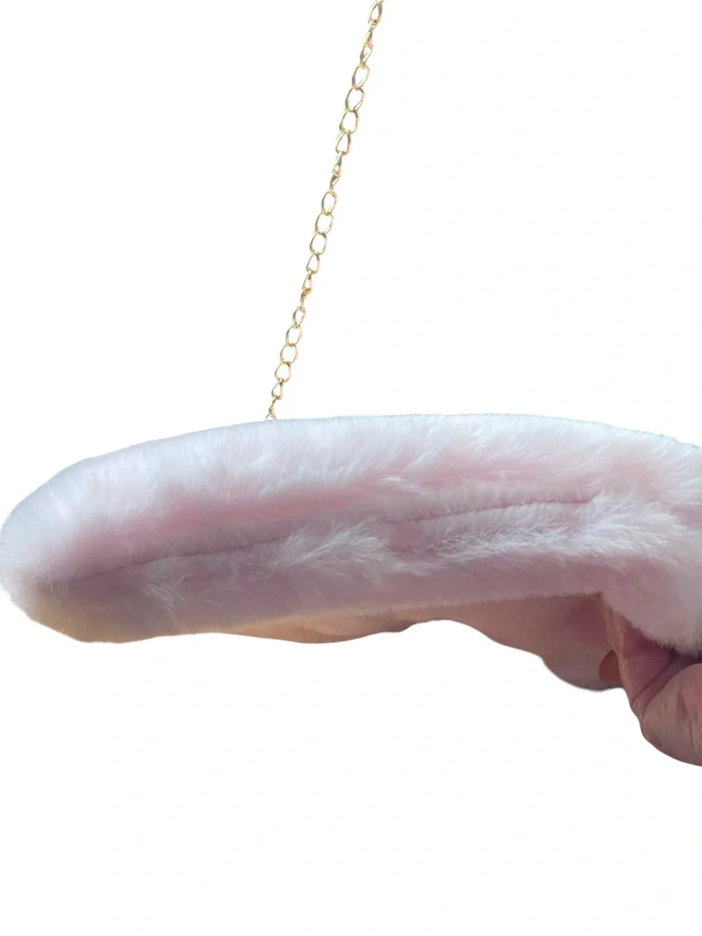 NWT Danbar Global Pink Faux Fur Plush Bunny Crossbody Bag Gold Chain